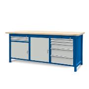 Workbench 2100 x 740: 1 cabinet S11, 1 cabinet S12, 1 cabinet S13 (7 drawers, 2 lockers)