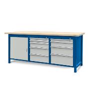 Workbench 2100 x 740: 1 cabinet S12, 1 cabinet S13, 1 cabinet S14 (9 drawers, 1 locker)