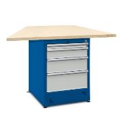 Trapezoid worktop cabinet - 4 drawers
