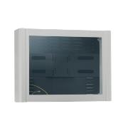 Monitor casing, designed to be hung on a wall, on a perforated board or on perforated strips