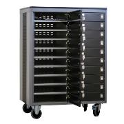 A trolley for storing and charging laptops