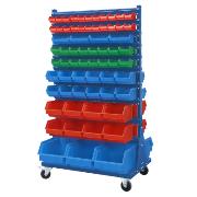 Wózek z pojemnikami do warsztatu - dwustronny (130 pojemników)