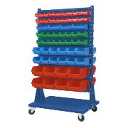 Wózek z pojemnikami do warsztatu - dwustronny (124 pojemniki)