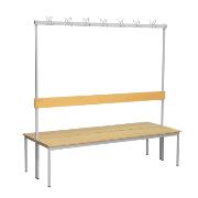 Ławka  dwustronna 1500 mm z wieszakami (14 potrójnych wieszaków)