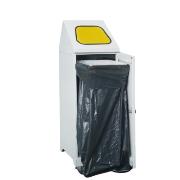 
Metal waste container with a bag clamp