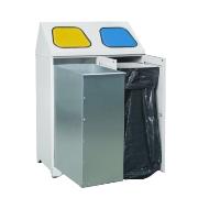 
Metal waste bin - double - with 1 metal basket and 1 bag clamp