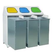 
Metal waste container - triple - with 3 metal baskets