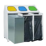 
Metal waste container - triple with 1 metal basket, 2 clamps for bags