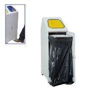 
Metal waste container with a bag clamp and a pedal