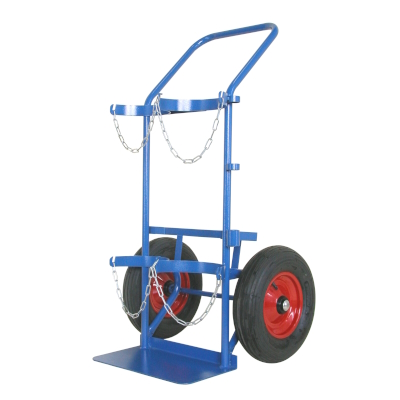 JOTKEL|11002|
A trolley for two technical gas cylinders in a vertical arrangement