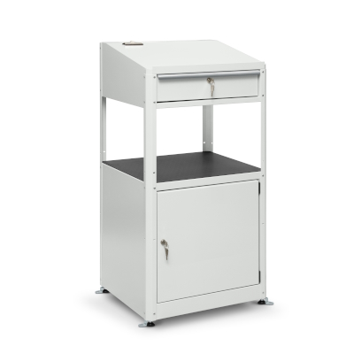 JOTKEL|21907|
Workshop desk on feet with a cabinet with doors