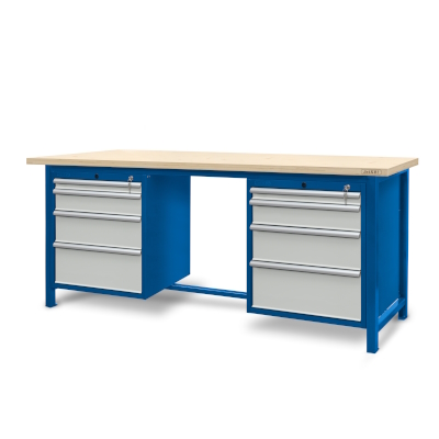 JOTKEL|22115|Workbench 2100 x 740: 2 cabinets S14 (8 drawers)