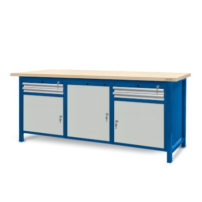 JOTKEL|22120|Workbench 2100 x 740: 2 cabinets S11, 1 cabinet S12 (4 drawers, 3 lockers)