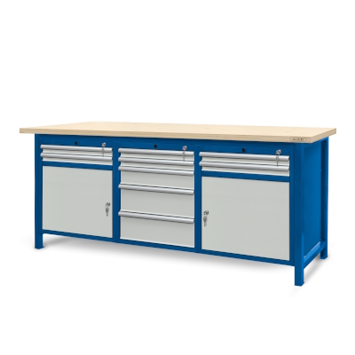 JOTKEL|22121|Workbench 2100 x 740: 2 cabinets S11, 1 cabinet S13 (9 drawers, 2 lockers)