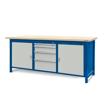 JOTKEL|22125|Workbench 2100 x 740: 2 cabinets S12, 1 cabinet S14 (4 drawers, 2 lockers)