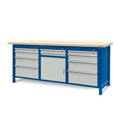 JOTKEL|22129|Workbench 2100 x 740: 2 cabinets S14, 1 cabinet S11 (10 drawers, 1 locker)