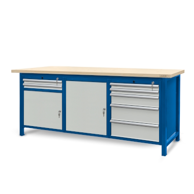 JOTKEL|22132|Workbench 2100 x 740: 1 cabinet S11, 1 cabinet S12, 1 cabinet S13 (7 drawers, 2 lockers)
