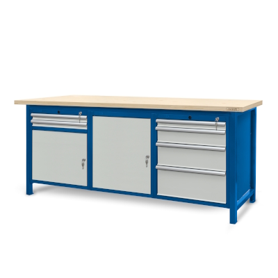 JOTKEL|22133|Workbench 2100 x 740: 1 cabinet S11, 1 cabinet S12, 1 cabinet S14 (6 drawers, 2 lockers)