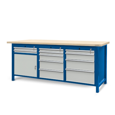 JOTKEL|22134|Workbench 2100 x 740: 1 cabinet S11, 1 cabinet S13, 1 cabinet S14 (11 drawers, 1 locker)