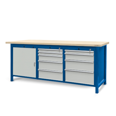 JOTKEL|22135|Workbench 2100 x 740: 1 cabinet S12, 1 cabinet S13, 1 cabinet S14 (9 drawers, 1 locker)
