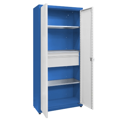 JOTKEL|23171|
Universal cabinet: 3 galvanised shelves, 1 small set of drawers