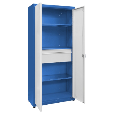 JOTKEL|23181|	
Universal cabinet: 3 painted shelves, 1 small set of drawers