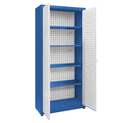 JOTKEL|23186|Universal cabinet: 4 painted shelves, perforated boards