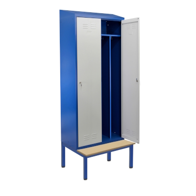JOTKEL|24817|Cloakroom locker HSU02 width 800 with a sloping roof and a bench