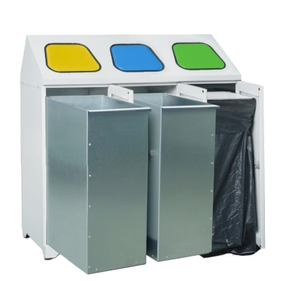 JOTKEL|80218|
Metal waste container - triple with 2 metal baskets, 1 clamp for bags