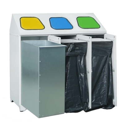 JOTKEL|80219|
Metal waste container - triple with 1 metal basket, 2 clamps for bags