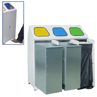 JOTKEL|80256|
Metal waste container - triple with 2 metal baskets, 1 clamp for bags and a pedals
