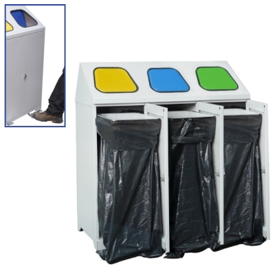 JOTKEL|80258|
Metal waste bin - triple - with 3 bag clamps and a pedals