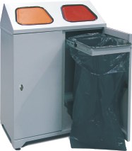 Containers with a plastic bag holder for waste