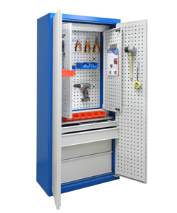Universal cabinet with a set of perforated internal doors