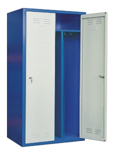 Cloakroom locker with a partition