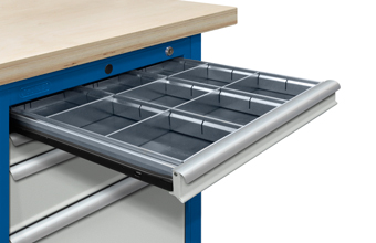 Low drawer divider: workbenches, trolleys and cabinets