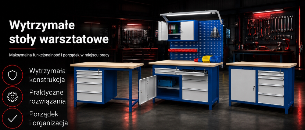 Stoły warsztatowe HSS03 i HSS04 - zestaw