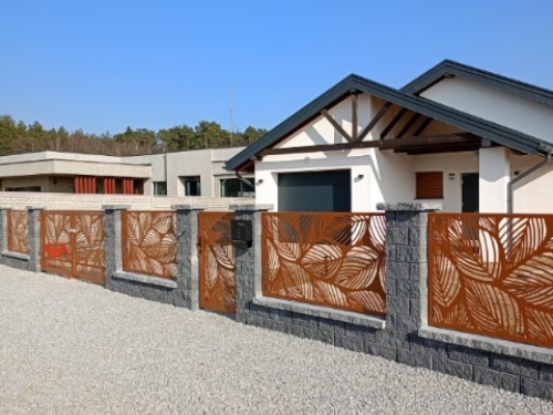 płot i brama - wzór liście - Jotkel